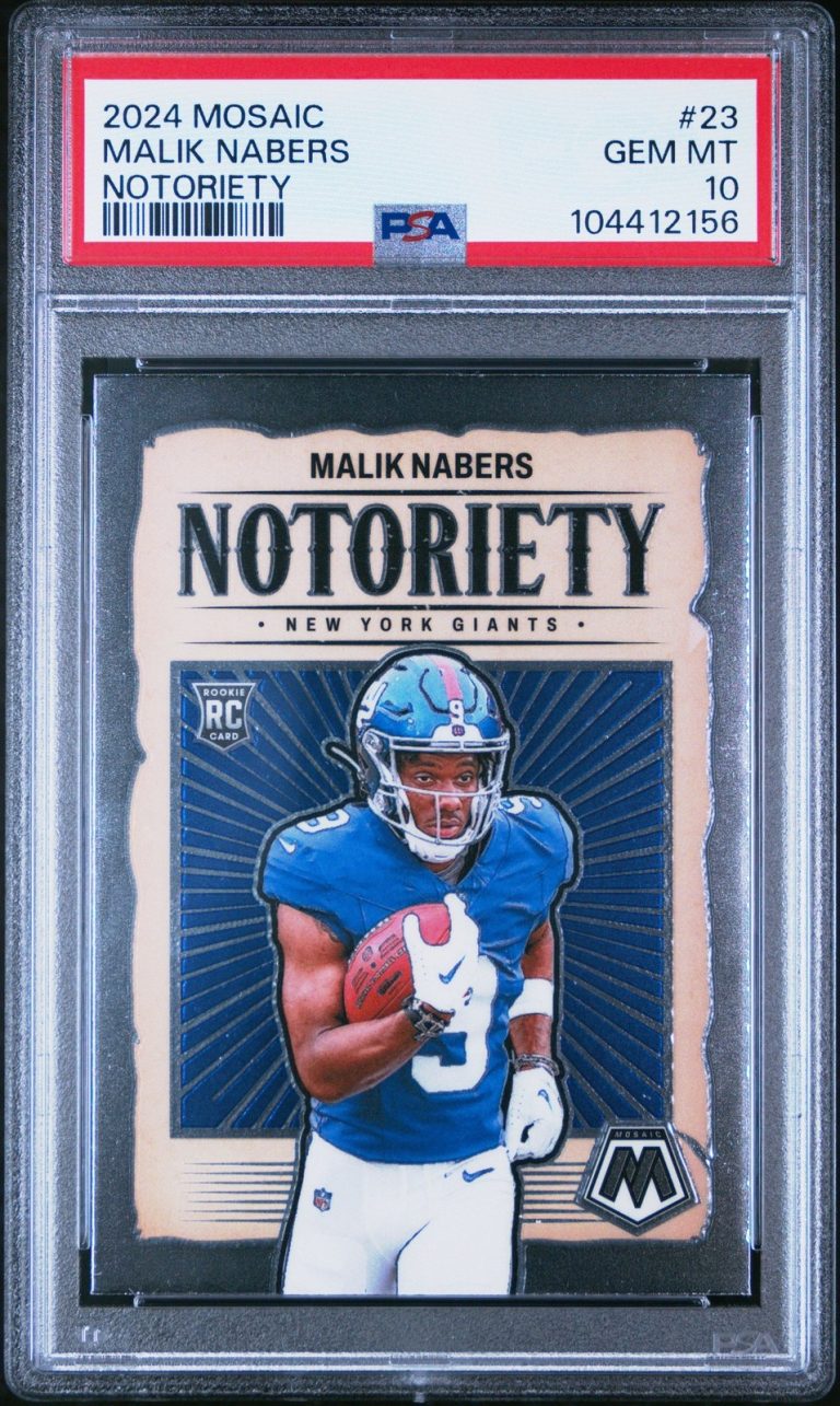 Graded 2024 Panini Mosaic Malik Nabers #23 Notoriety Rookie Card PSA 10