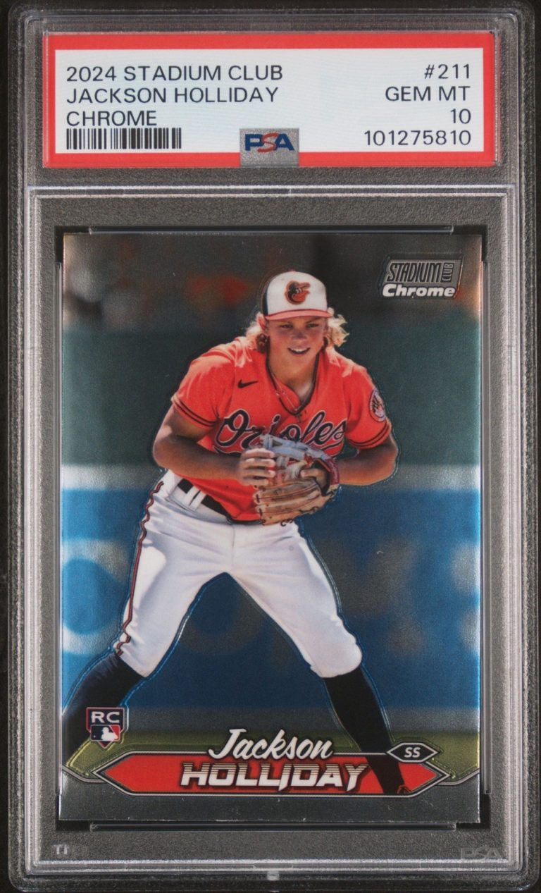Graded 2024 Stadium Club Jackson Holliday #211 Chrome RC Card PSA 10