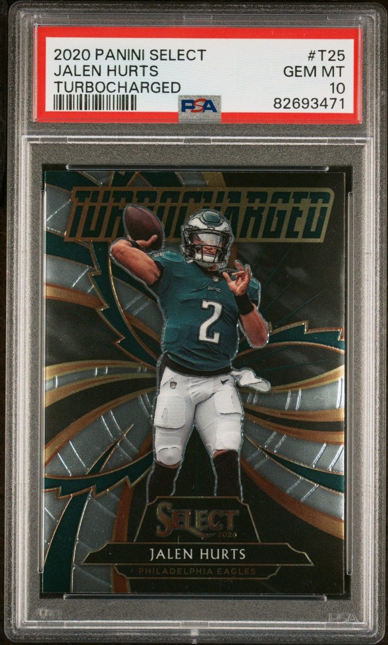 Graded 2020 Panini Select Jalen Hurts #T25 Turbocharged RC Card PSA 10