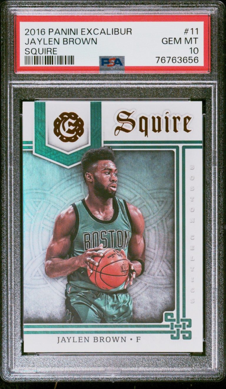 Graded 2016 Panini Excalibur Jaylen Brown #11 Squire RC Card PSA 10