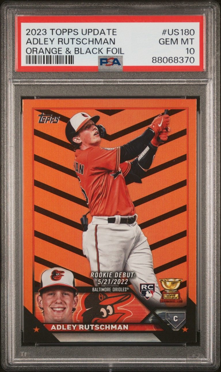 Graded 2023 Topps UPD Adley Rutschman #US180 O&B Foil RC Card PSA 10