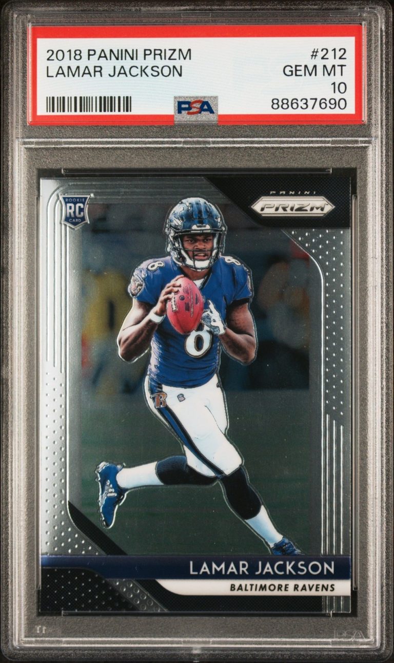 Graded 2018 Panini Prizm Lamar Jackson #212 Rookie RC Card PSA 10 Gem