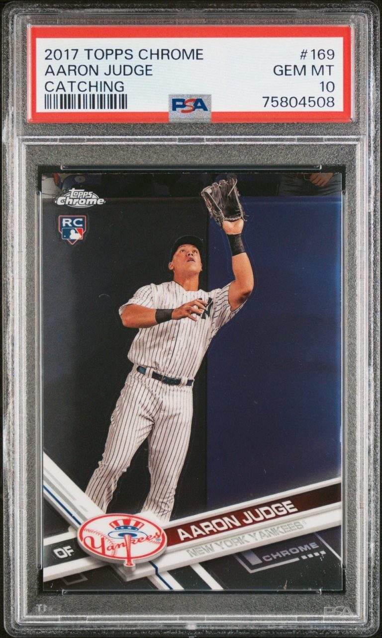 Graded 2017 Topps Chrome Aaron Judge #169 Catching Rookie Card PSA 10