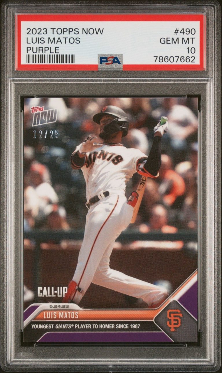 Graded 2023 Topps Now Luis Matos #490 Purple #/25 Rookie RC Card PSA 10