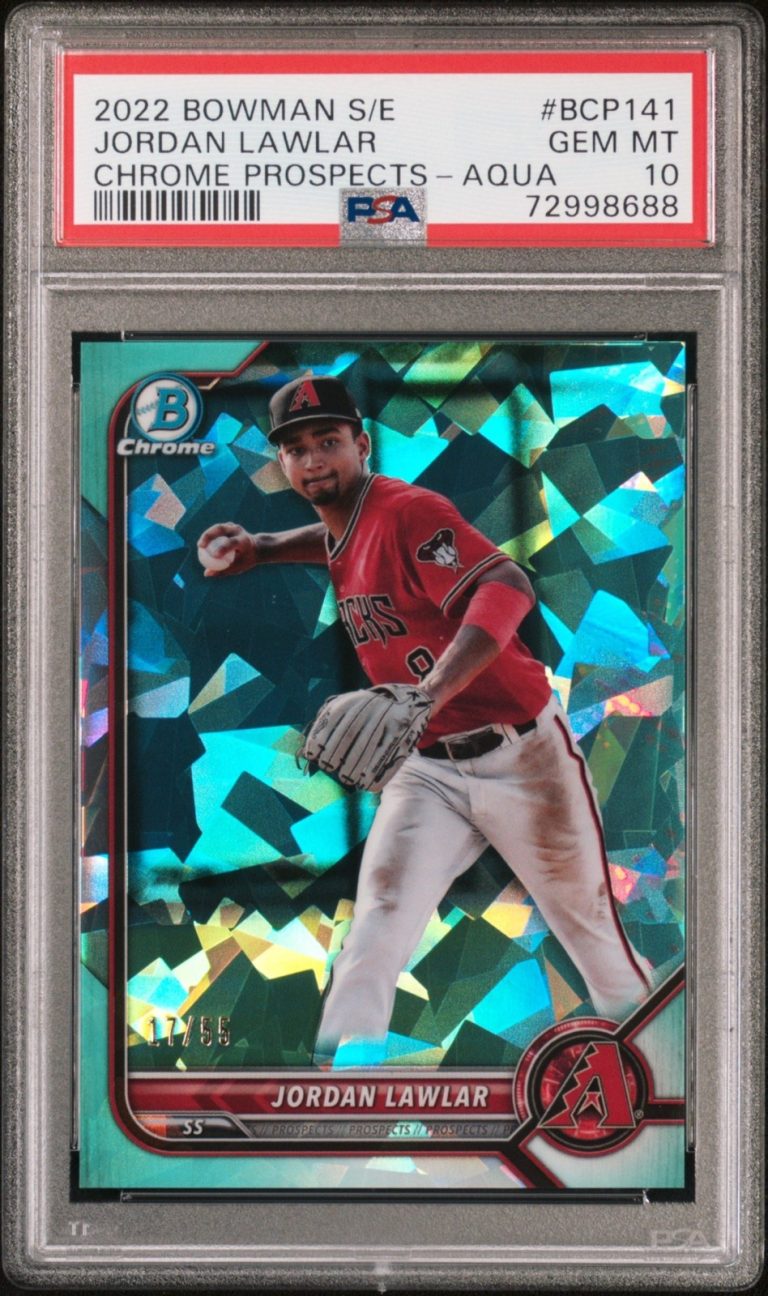 Graded 2022 Bowman S/E Jordan Lawler #BCP141 Aqua #/55 RC Card PSA 10