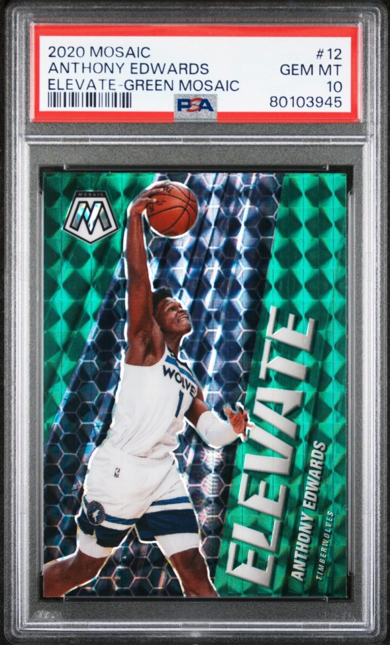 Graded 2020 Mosaic Anthony Edwards #12 Elevate GRN Mosaic Card PSA 10