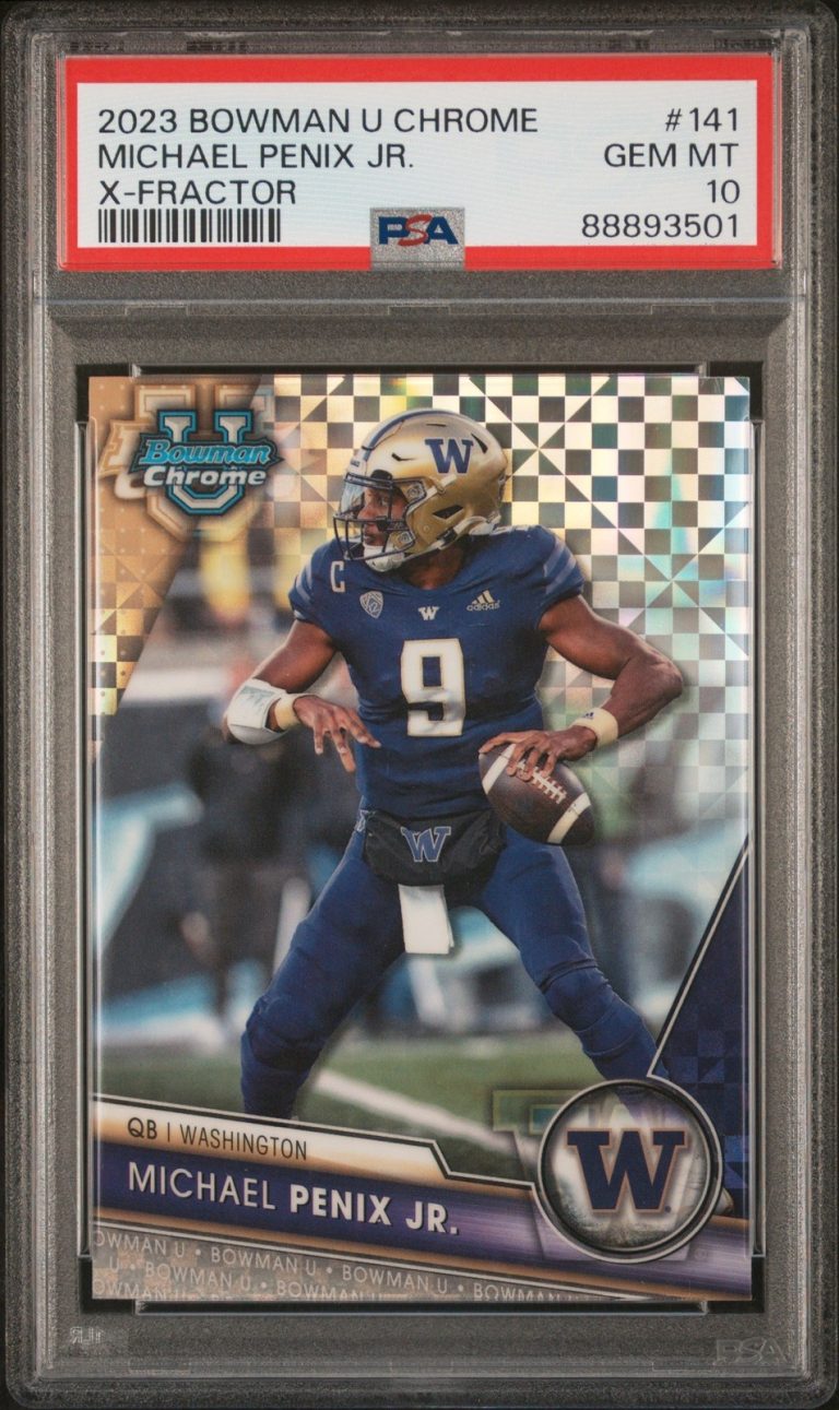 Graded 2023 Bowman U Chrome Michael Penix Jr. #141 Xfractor Card PSA 10