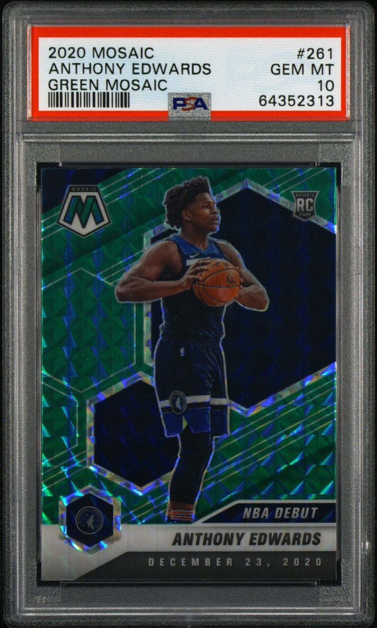 Graded 2020 Mosaic Anthony Edwards #261 Green Mosaic RC Card PSA 10