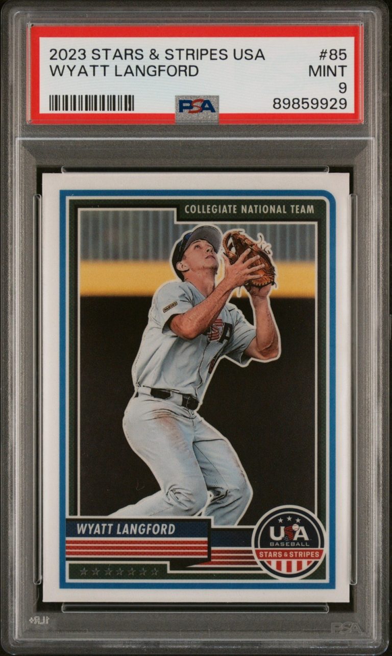 Graded 2023 Panini Stars & Stripes USA Wyatt Langford #85 RC Card PSA 9