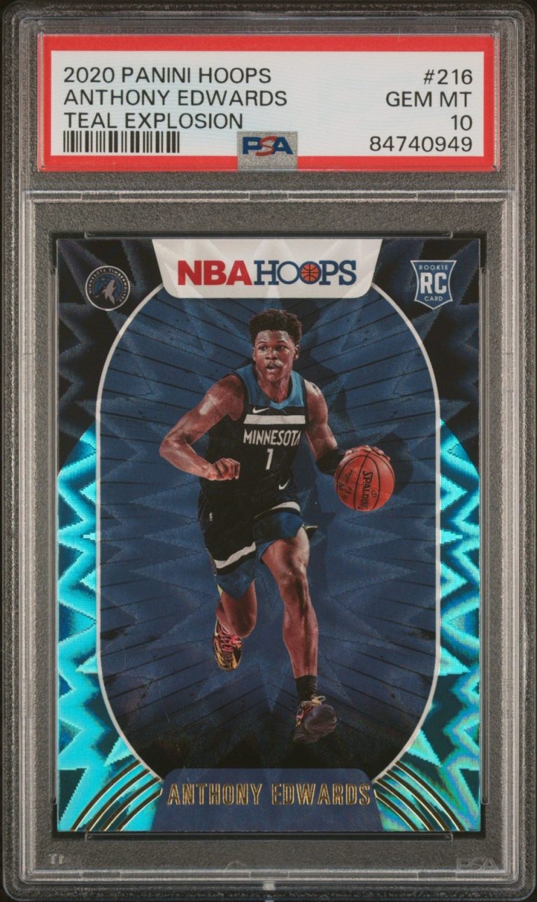 Graded 2020 Panini Anthony Edwards #216 Teal Explosion Card PSA 10