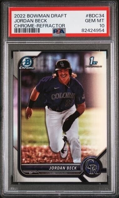 Graded 2022 Bowman Draft Jordan Beck #BDC34 Chrome REF RC Card PSA 10
