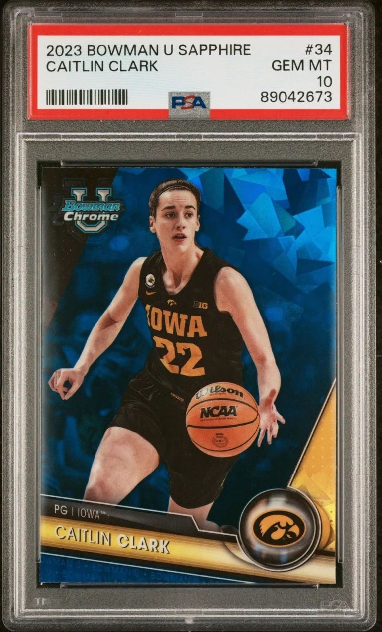 Graded 2023 Topps Bowman U Sapphire Caitlin Clark #34 RC Card PSA 10