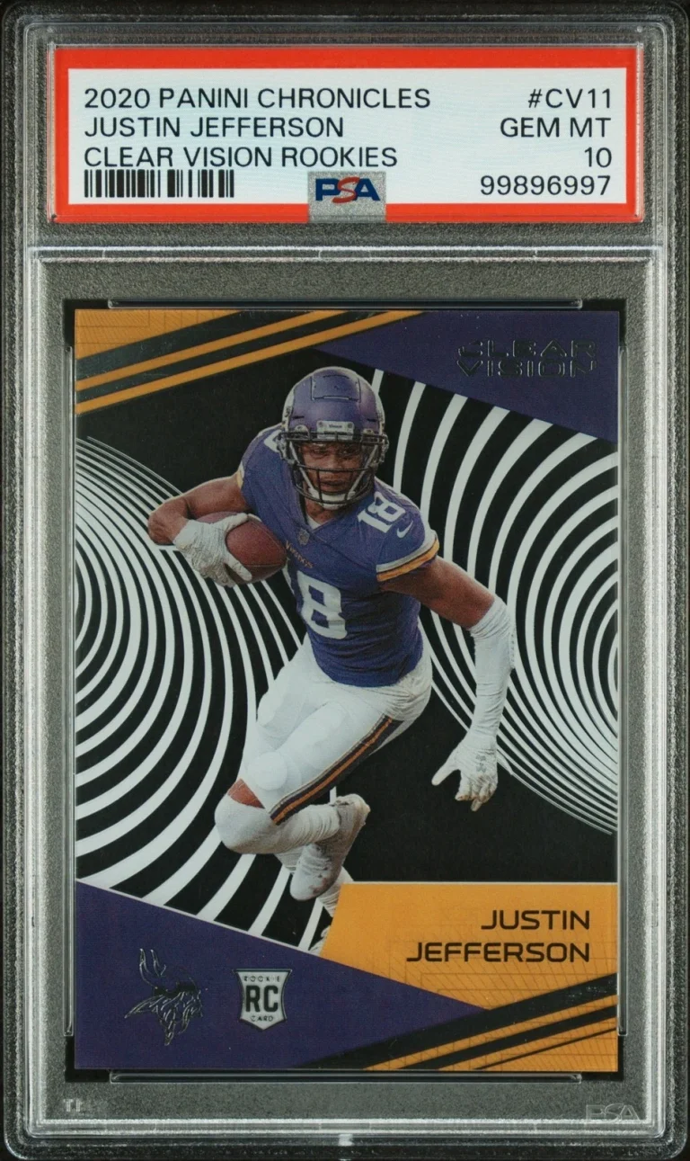 Graded 2020 Chronicles Justin Jefferson #CV11 Clear Vision Card PSA 10