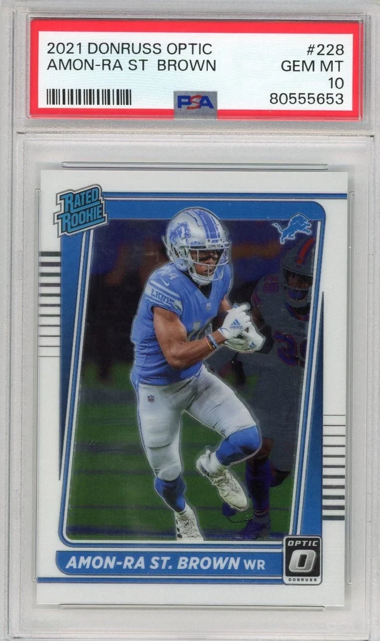 Graded 2021 Donruss Optic Amon-Ra St. Brown #228 Rookie RC Card PSA 10