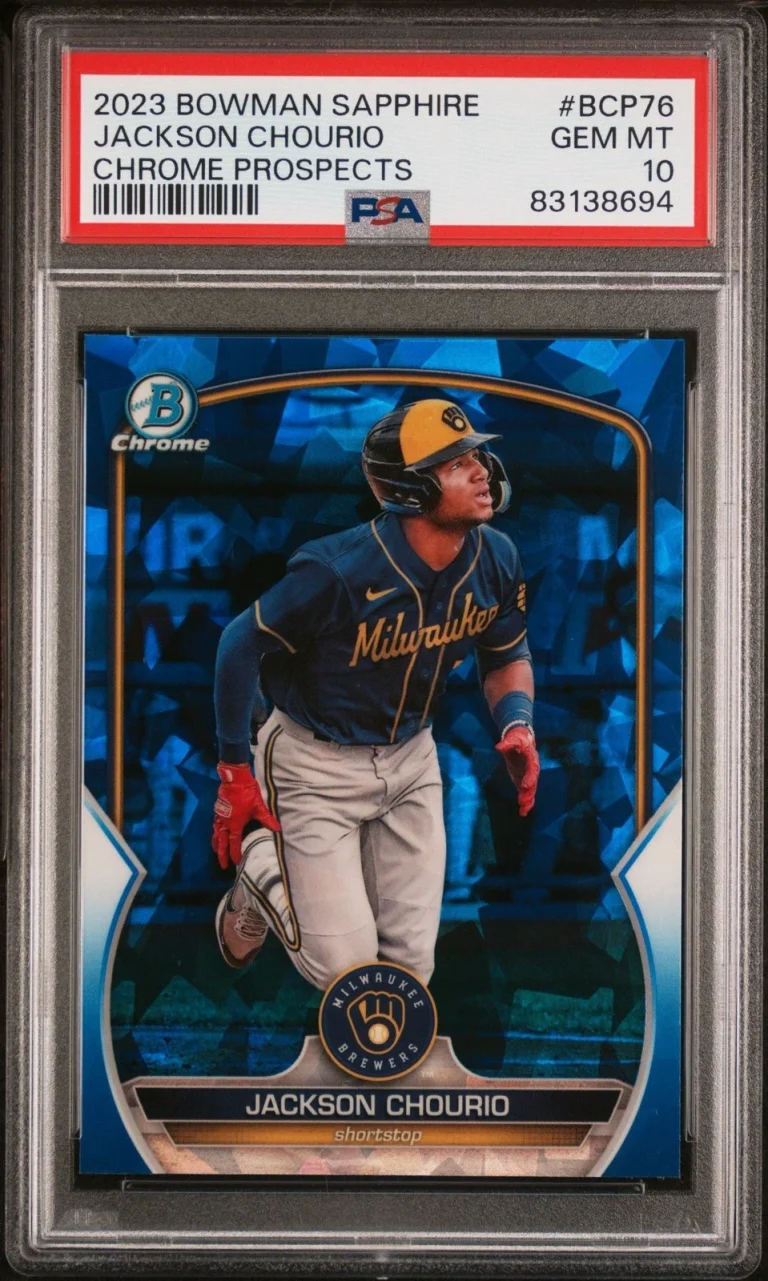Graded 2023 Bowman S/E Jackson Chourio #BCP76 Chr-Pro RC Card PSA 10