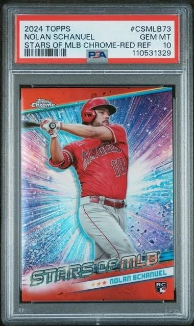 Graded 2024 Topps Nolan Schanuel CSMLB73 /75 Stars of MLB Red REF PSA 10