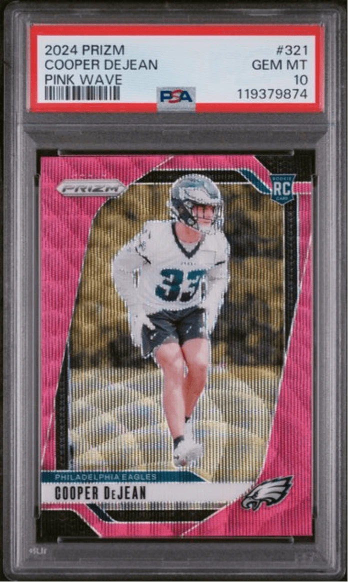 Graded 2024 Panini Prizm Cooper DeJean #321 Pink Wave Rookie Card PSA 10