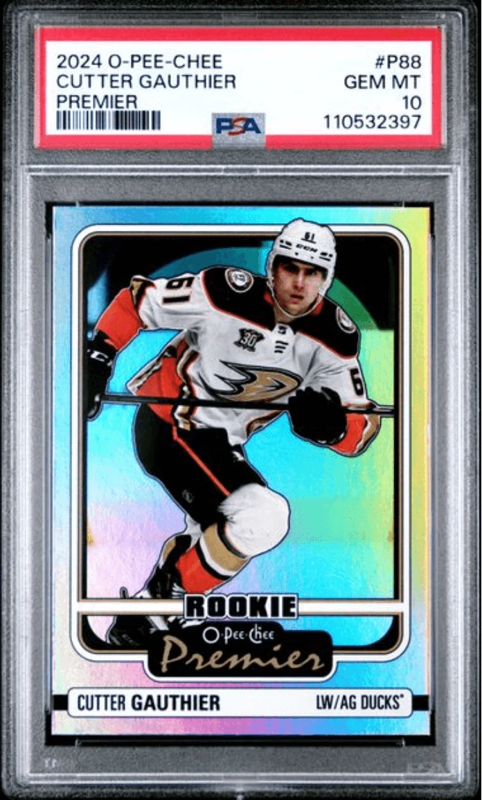 Graded 2024 O-Pee-Chee Cutter Gauthier #P88 Premier Rookie RC Card PSA 10
