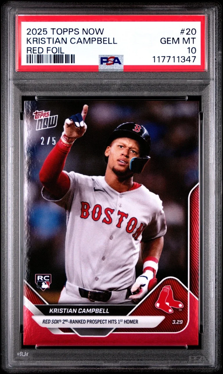 Graded 2025 Topps Now Kristian Campbell #20 Red Foil /5 RC Card PSA 10