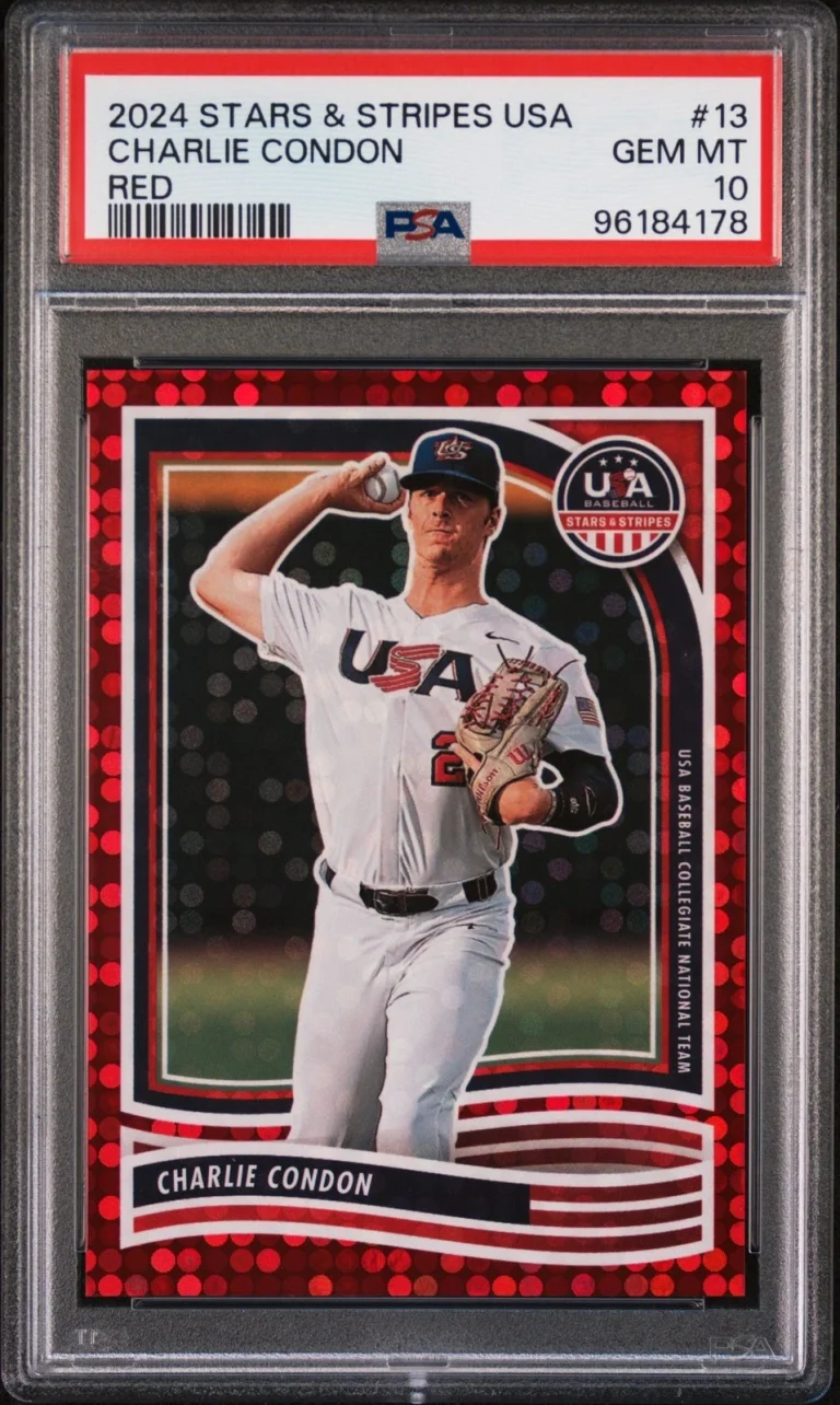 Graded 2024 Panini S&S USA Charlie Condon #13 Red /199 RC Card PSA 10
