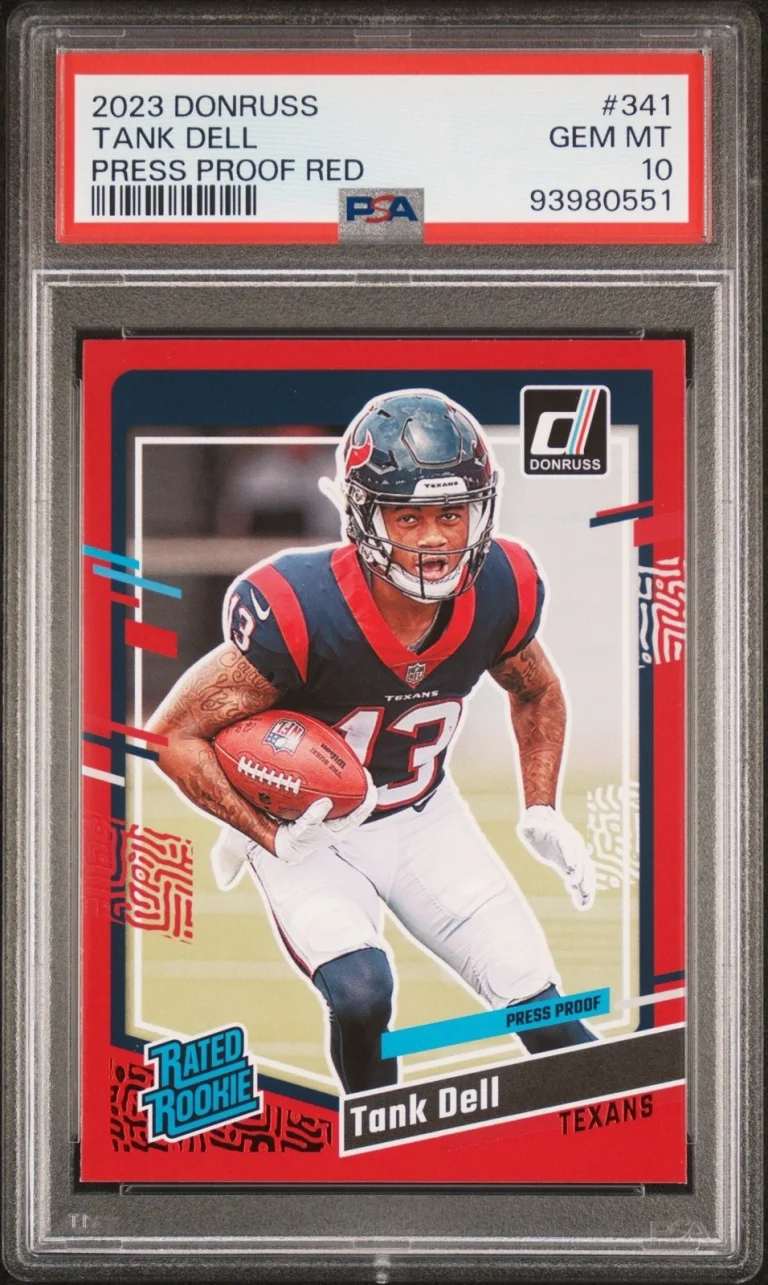 Graded 2023 Panini Donruss Tank Dell #341 Press Proof Red Card PSA 10