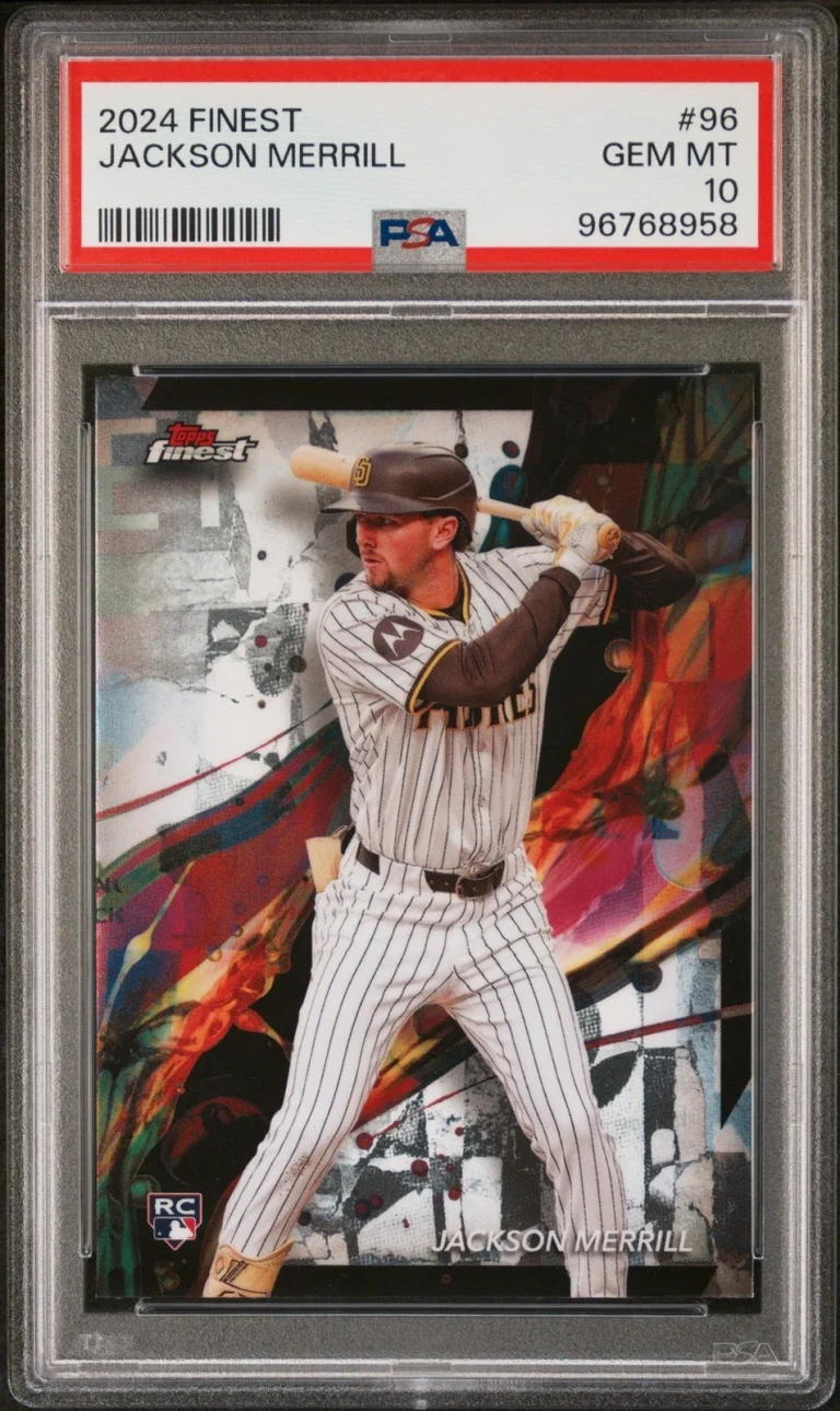 Graded 2024 Topps Finest Jackson Merrill #96 Rookie RC Card PSA 10 Gem