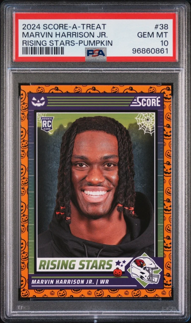 Graded 2024 Panini Marvin Harrison Jr #38 Pumpkin Rookie RC Card PSA 10