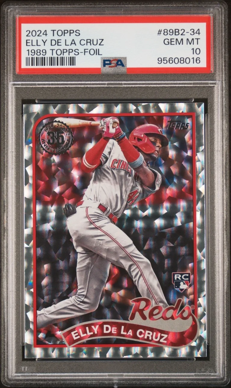 Graded 2024 Topps Elly De La Cruz #89B2-34 1989 Foil RC Card PSA 10