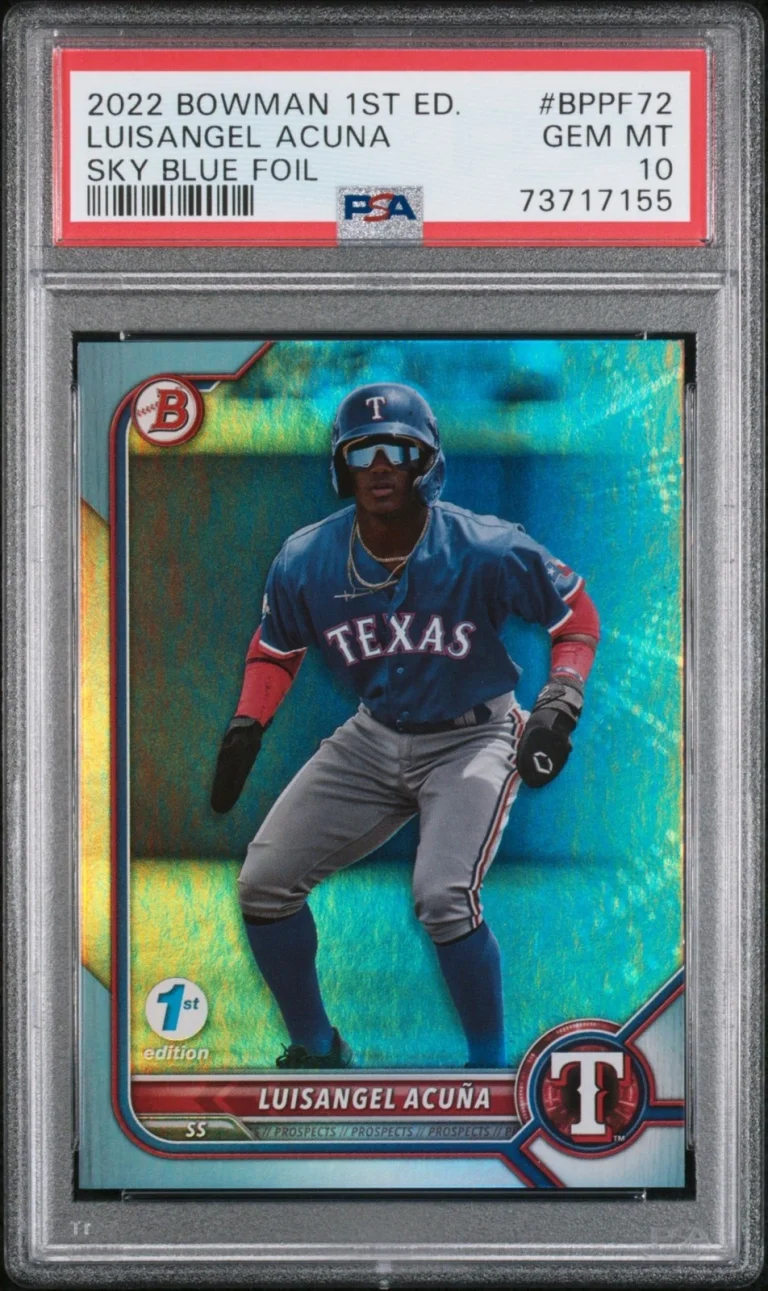 Graded 2022 Bowman 1st ED Luisangel Acuna #BPPF72 Sky Blue Card PSA 10
