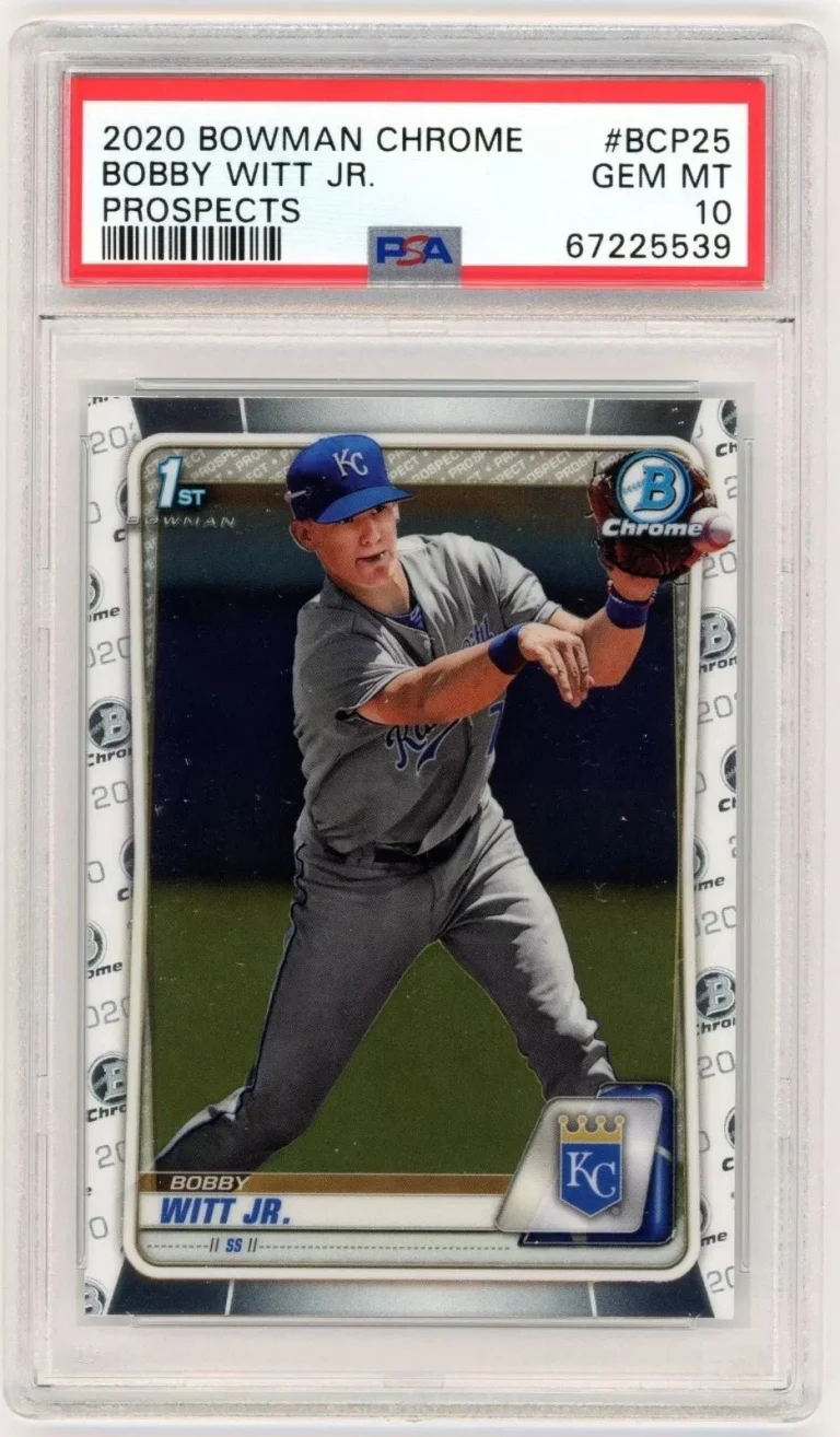 Graded 2020 Topps Bowman Chrome Bobby Witt Jr. #BCP25 RC Card PSA 10