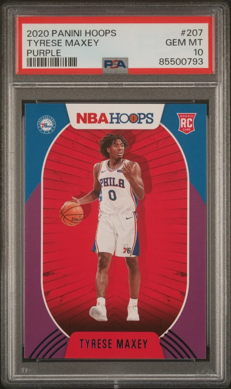Graded 2020 Panini Hoops Tyrese Maxey #207 Purple Rookie Card PSA 10