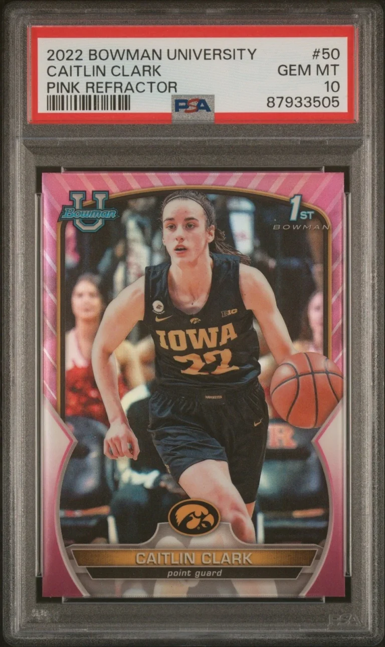 Graded 2022 Topps Bowman U Caitlin Clark #50 Pink REF RC Card PSA 10