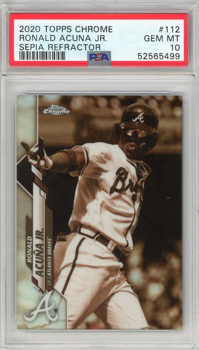 Graded 2020 Topps Chrome Ronald Acuna #112 Sepia Refractor Card PSA 10