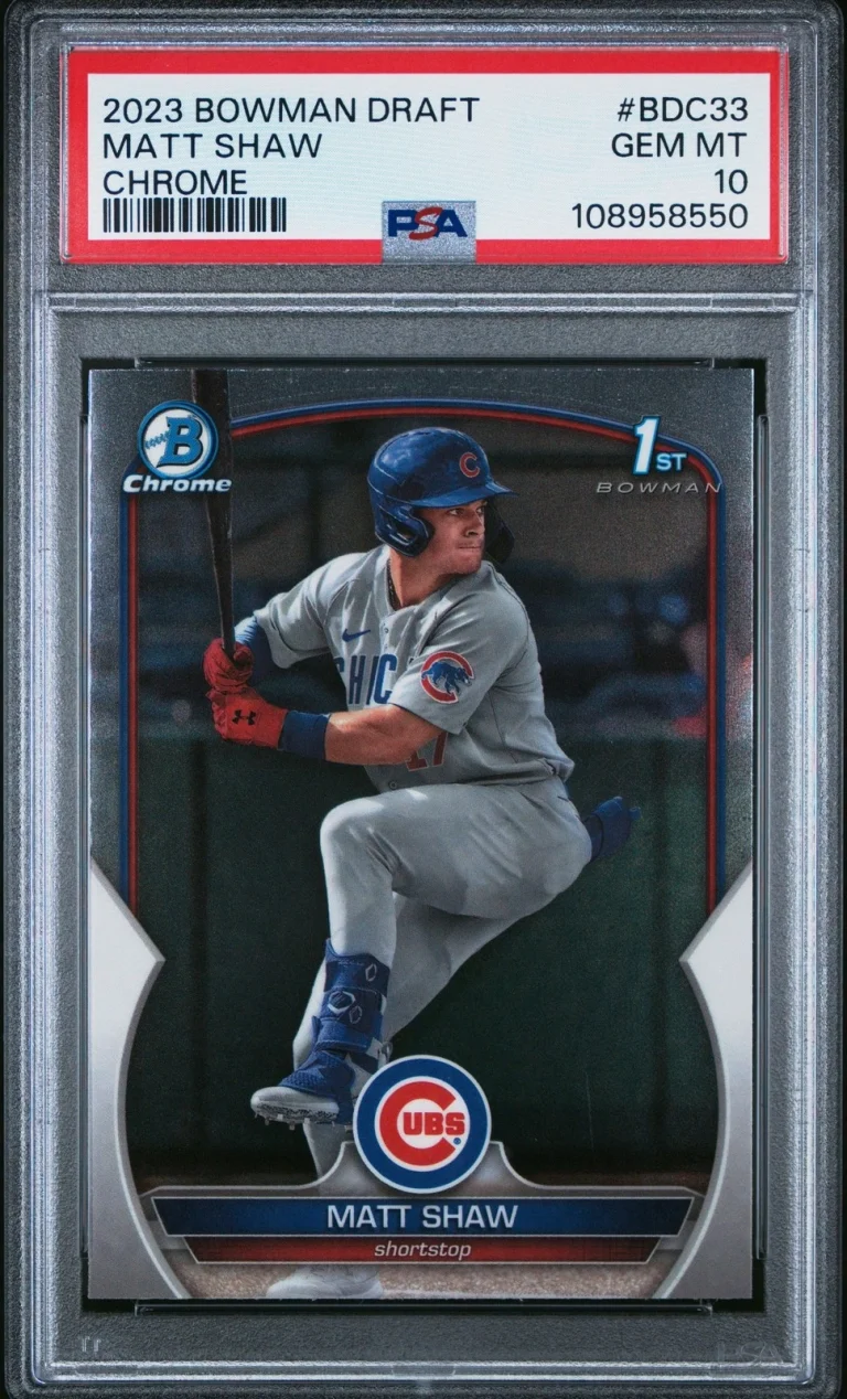 Graded 2023 Topps Bowman Draft Matt Shaw #CUBS Rookie Card PSA 10