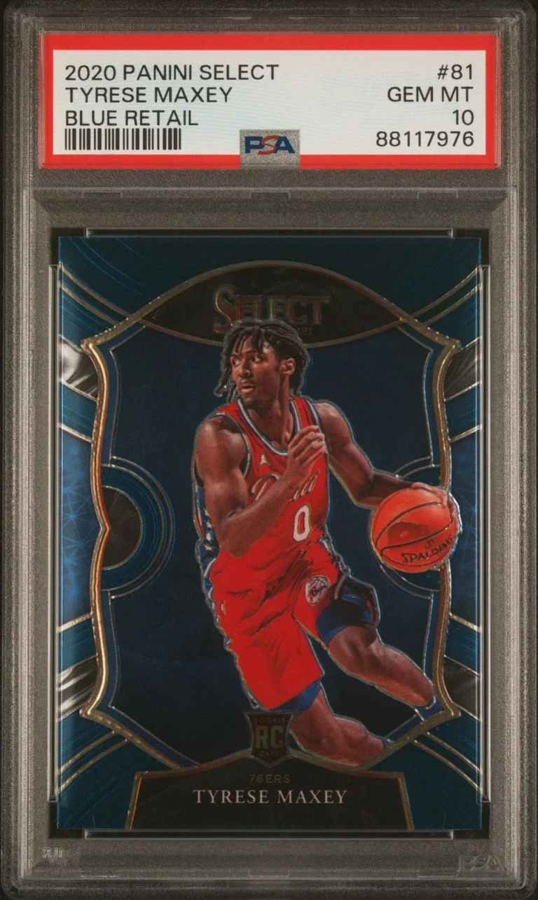 Graded 2020 Panini Select Tyrese Maxey #81 Blue Retail RC Card PSA 10