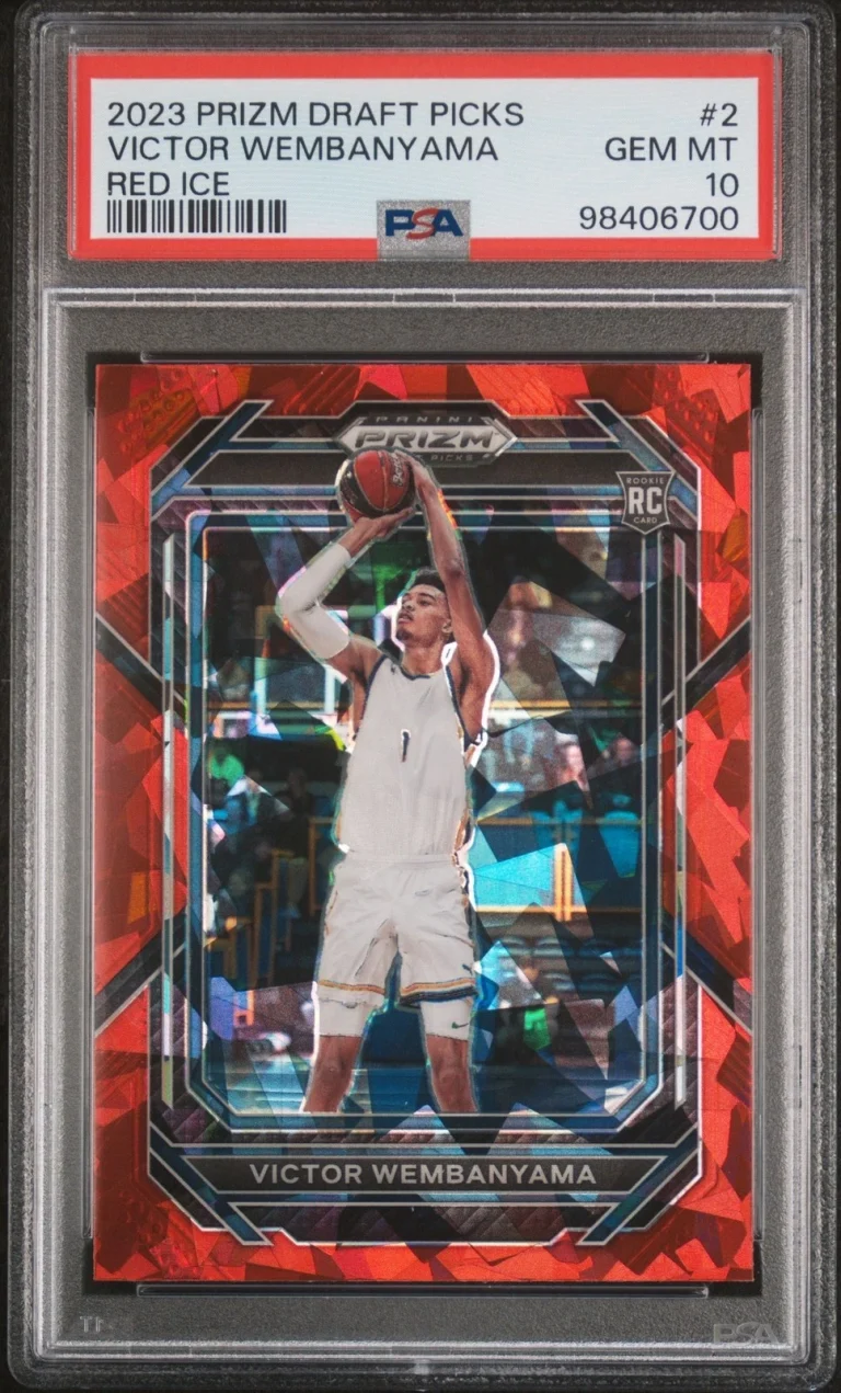 Graded 2023 Panini Prizm Victor Wembanyama #2 Red Ice RC Card PSA 10