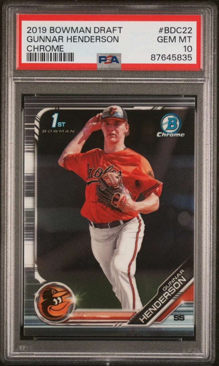 Graded 2019 Bowman Draft Gunnar Henderson #BDC22 Chrome RC Card PSA 10