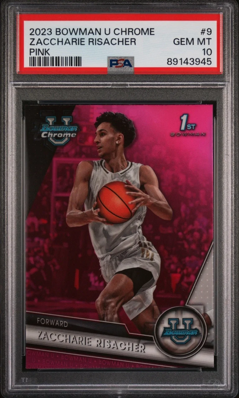 Graded 2023 Bowman U Chrome Zaccharie Risacher #9 Pink RC Card PSA 10