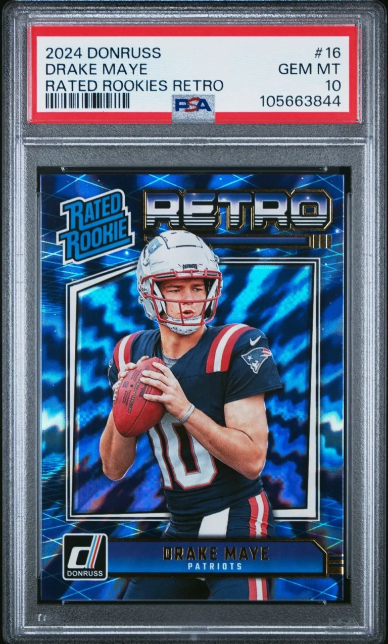 Graded 2024 Panini Donruss Drake Maye #16 Rated RCs Retro RC Card PSA 10