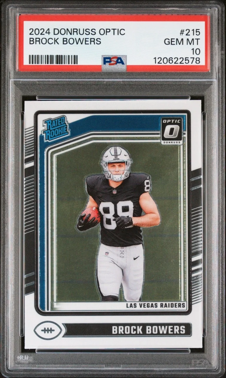 Graded 2024 Panini Donruss Optic Brock Bowers #215 Rookie Card PSA 10