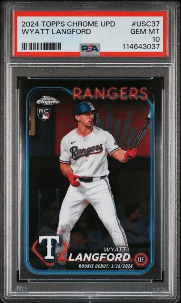 Graded 2024 Topps Chrome UPD Wyatt Langford #USC37 Rookie Card PSA 10