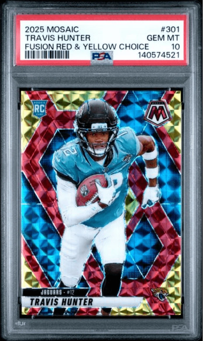Graded 2025 Mosaic Travis Hunter #301 Fusion Red/Yellow /89 Card PSA 10