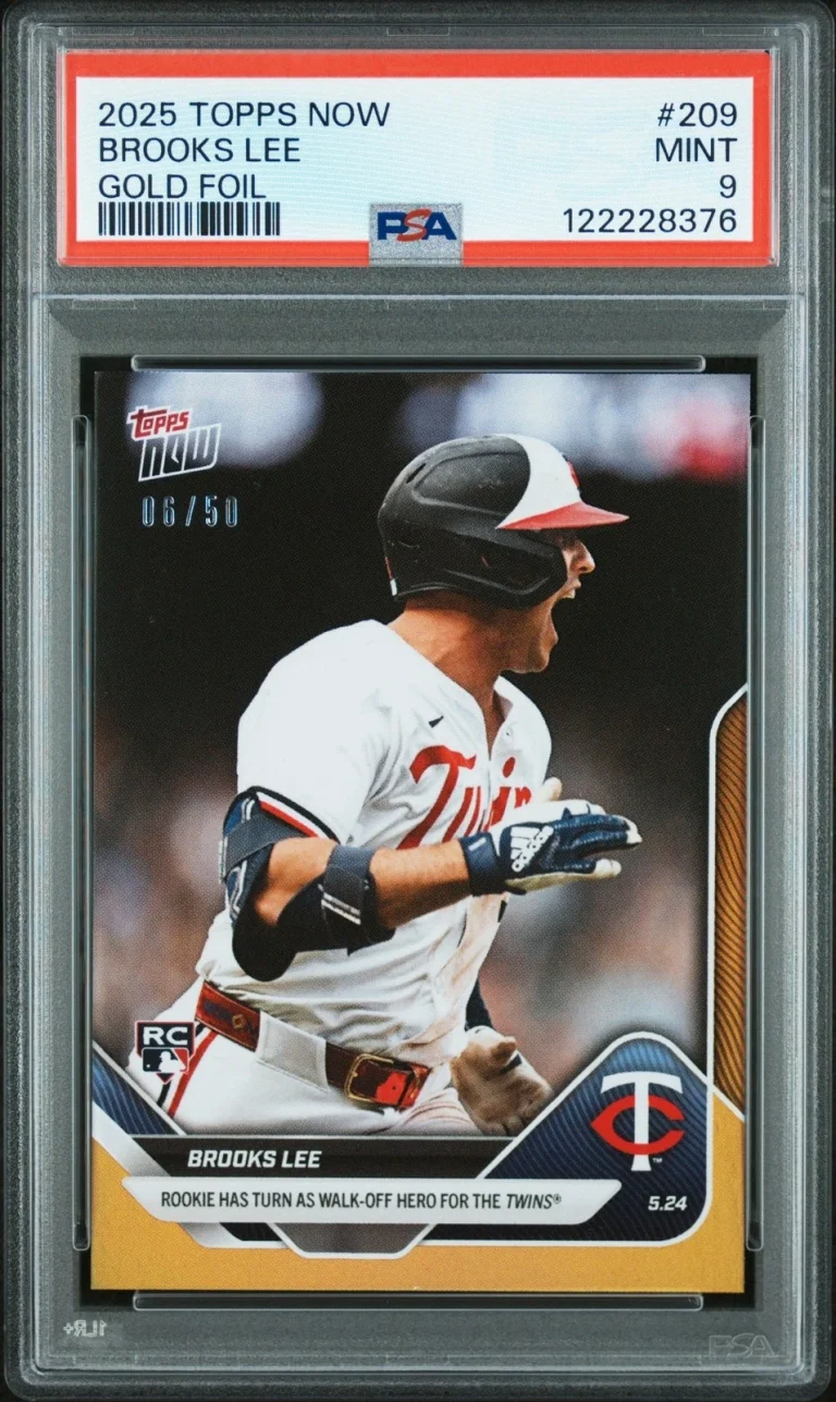 Graded 2025 Topps Now Brooks Lee #209 Gold Foil /50 Rookie Card PSA 9