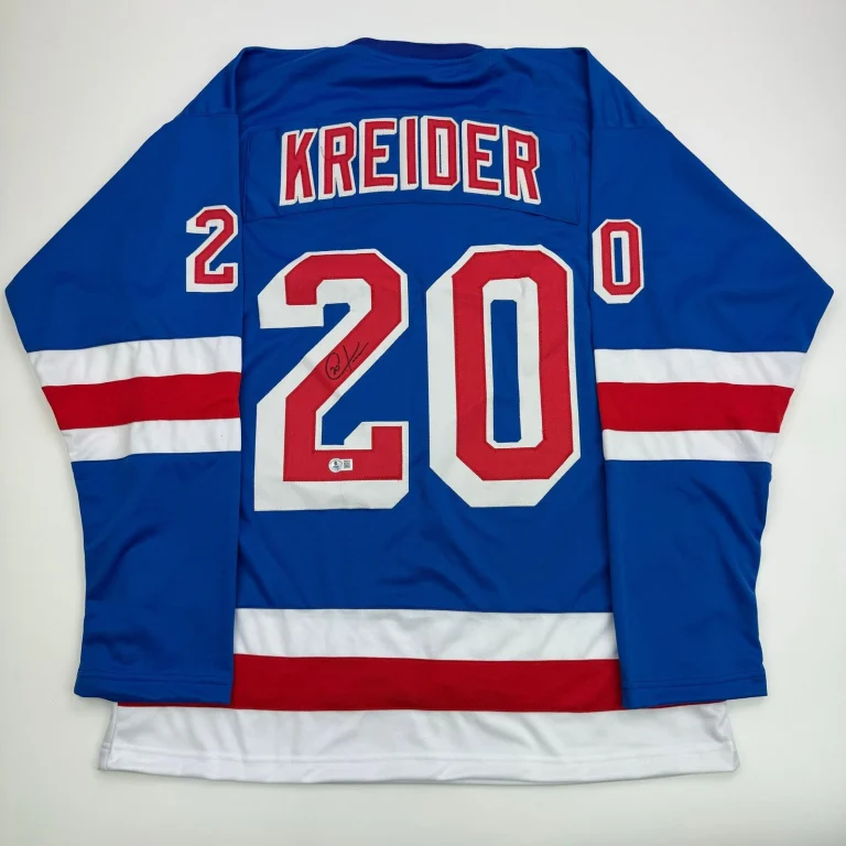 Autographed/Signed Chris Kreider New York Blue Jersey Beckett BAS COA