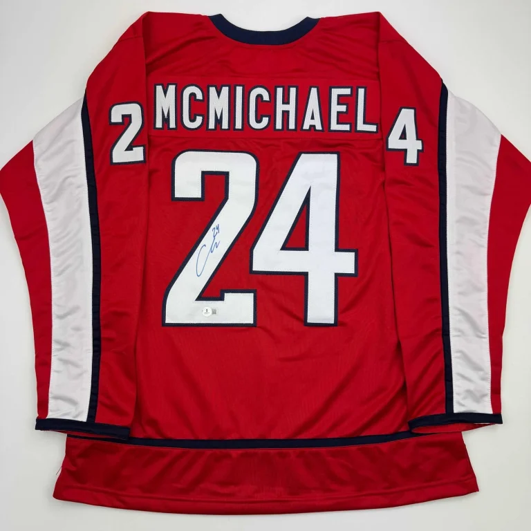 Autographed/Signed Connor McMichael Washington Red Jersey Beckett BAS COA