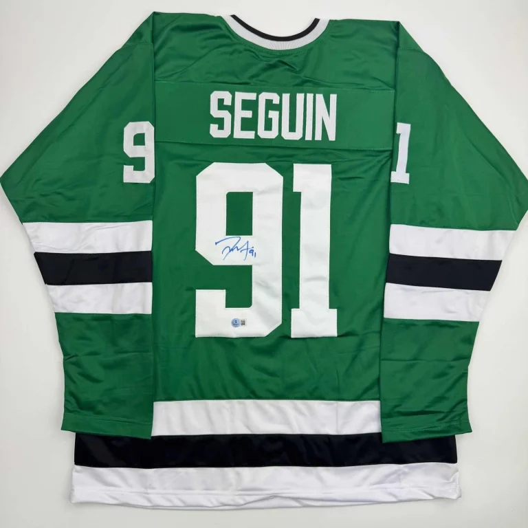 Autographed/Signed Tyler Seguin Dallas Green Hockey Jersey Beckett BAS COA