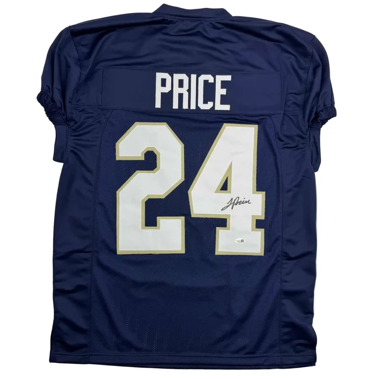 Autographed/Signed JaDarian Price Notre Dame Blue College Jersey JSA COA