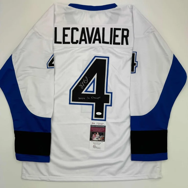 Autographed/Signed Vincent Lecavalier 2004 SC Champs Tampa Bay White Jers