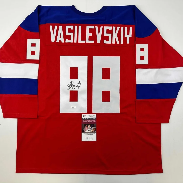 Signed Andrei Vasilevskiy Team Russia Red Olympics Jersey JSA COA