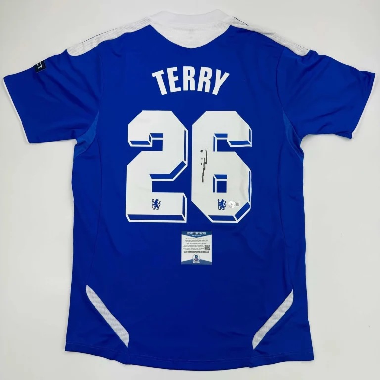 Autographed/Signed John Terry Chelsea FC 2012 Final Blue Jersey BAS COA